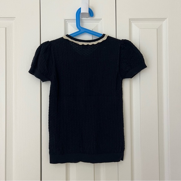 FUB Pointelle Organic Cotton T-Shirt Dark Navy 8Y - Picture 7 of 8